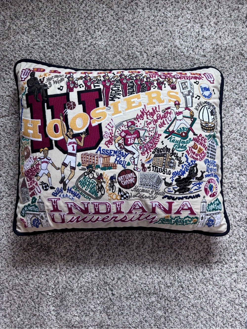 Catstudio Indiana University IU Hoosiers Embroidered Pillow